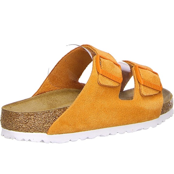 New! BIRKENSTOCK Arizona Women's Soft Bed Suede Mules Yellow Orange Size US 6 - Picture 4 of 16